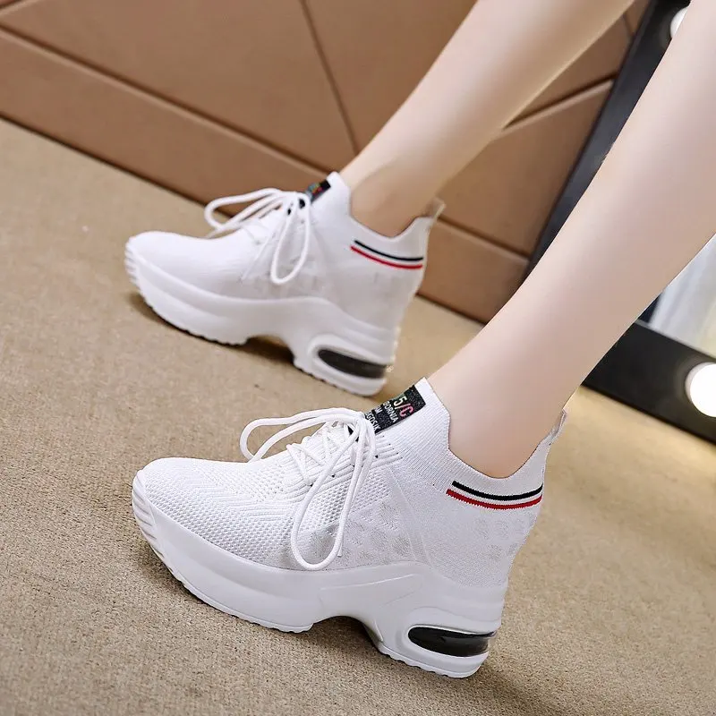 

Shoes Womens Sneakers Women's Designer Shoes Tennis Female Woman Fashion Trainers Heels Summer Autumn Fabric Retro Lace-Up 9CM