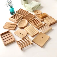1pcs creative wooden natural bamboo soap dish kitchen shower storage plate durable drain soap tray holder bathroom accessories