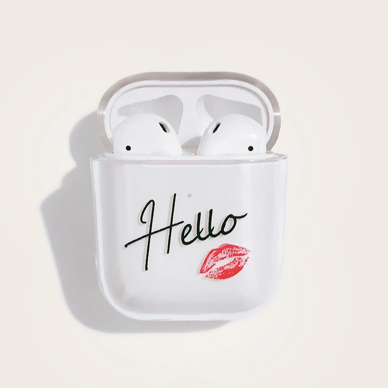 

Painted English letters lips wireless bluetooth headset protective case for airpods2 transparent hard shell