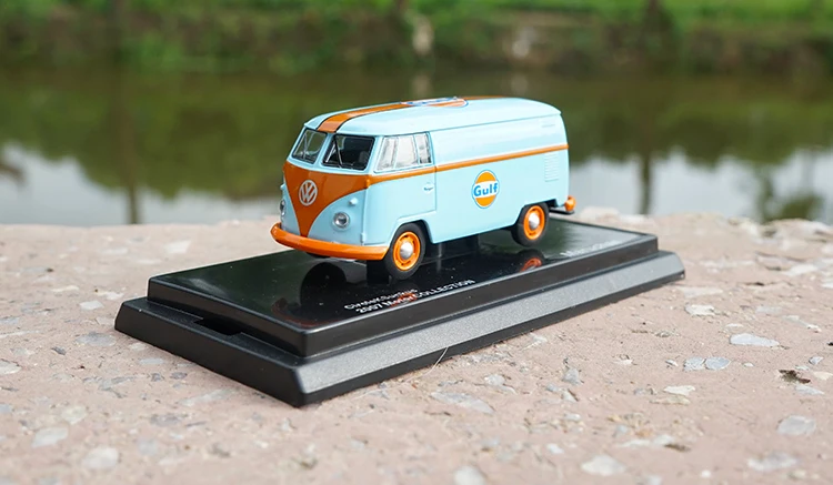 GULF 1: 64 VW фургон грузовой автобус T1 литая модель автомобиля игрушки Металлическая Модель автомобиля оригинальная коробка - Цвет: GULF