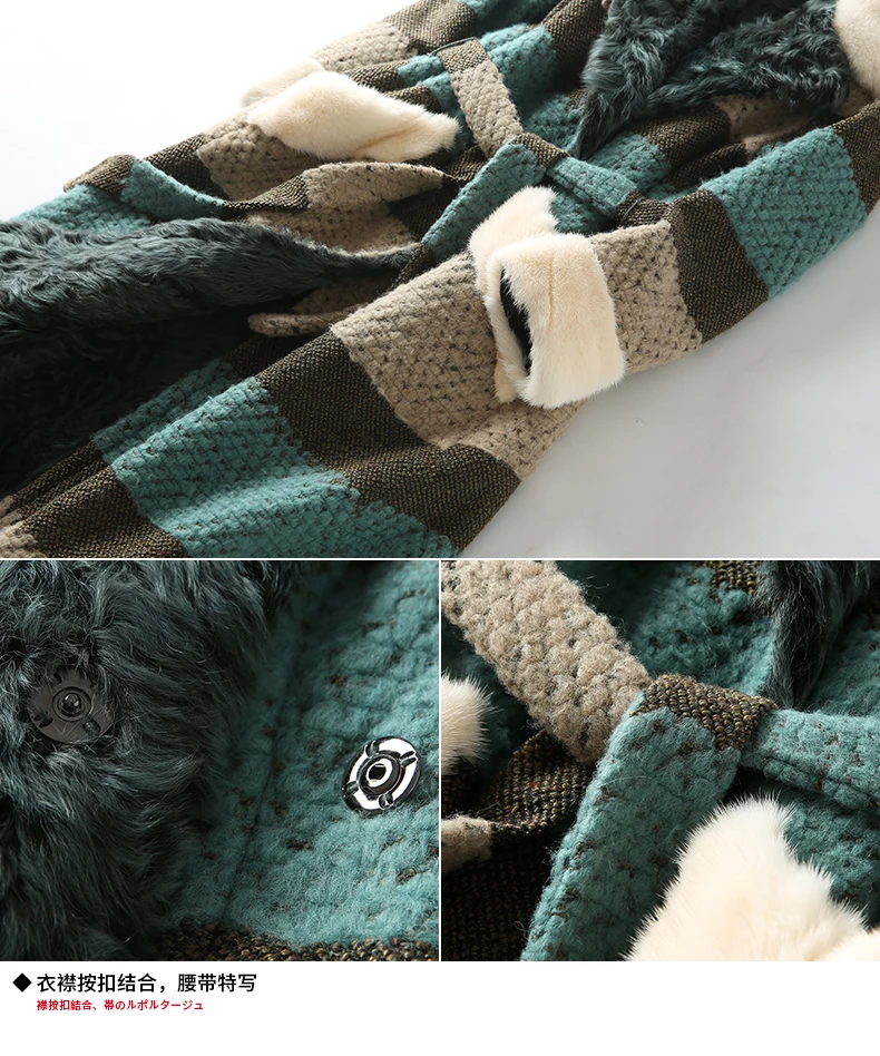 Natural Fur Coat Female Winter Real Wool Liner Mink Fur Collar Jacket Women Vintage Double Faced Tops Korean Fur Jackets 17809