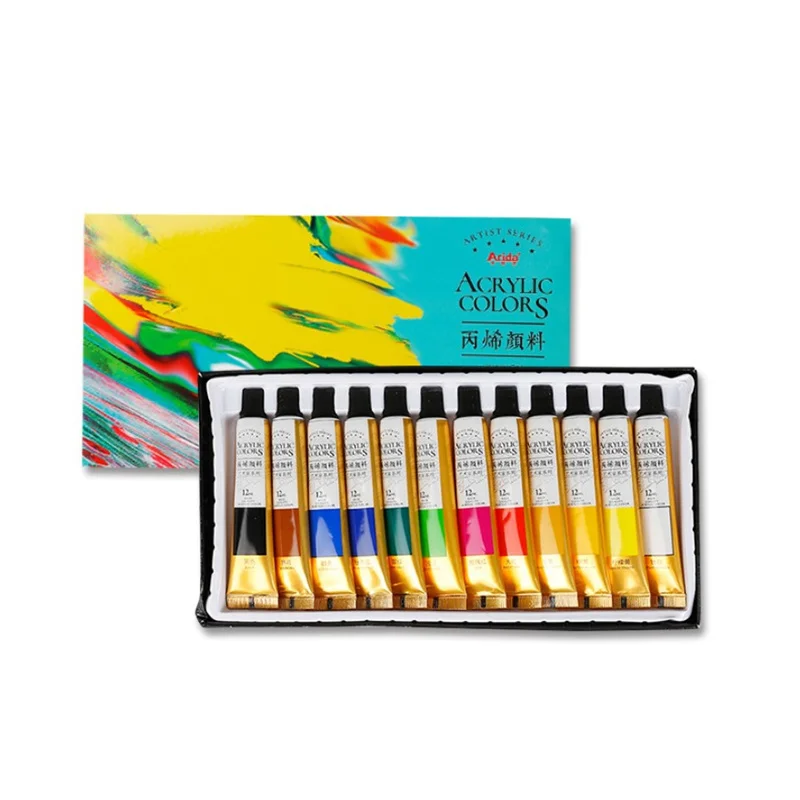 

Acrylic Paint Set 12/18/24 Colors Paint For Fabric Clothing Nail Glass Drawing Painting For Kids Waterproof Art Supplies