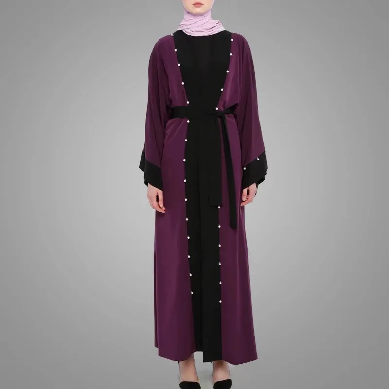 Женская одежда, мусульманская абайя, свободное однотонное платье с длинным рукавом, Дубай, Тюрк, модельная абайя, мусульманское платье, элег...