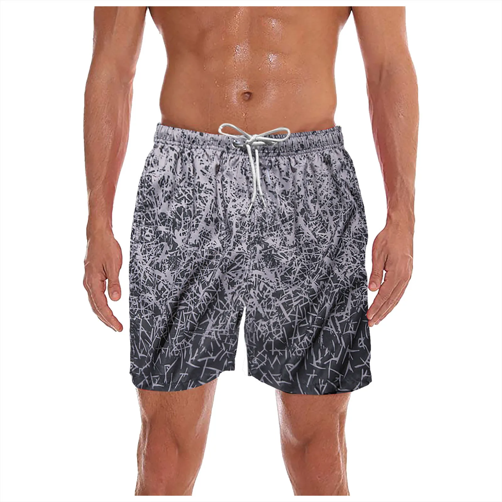 

Men's Quick Dry Casual Digital Print Fluorescent Beach Shorts Sports Jogging Fitness Shorts Short Sweatpants Loose Beach Shorts
