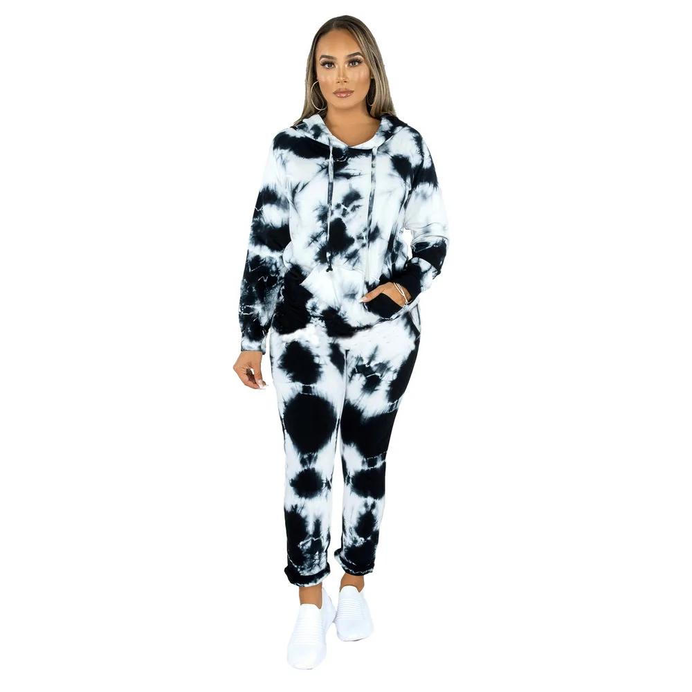 

Women Tie Dye Tracksuit Autumn Homewear Female Casual Suits Long Sleeve Sweatshirt Sweatpants Ladies Outfits Loose Two Piece Set