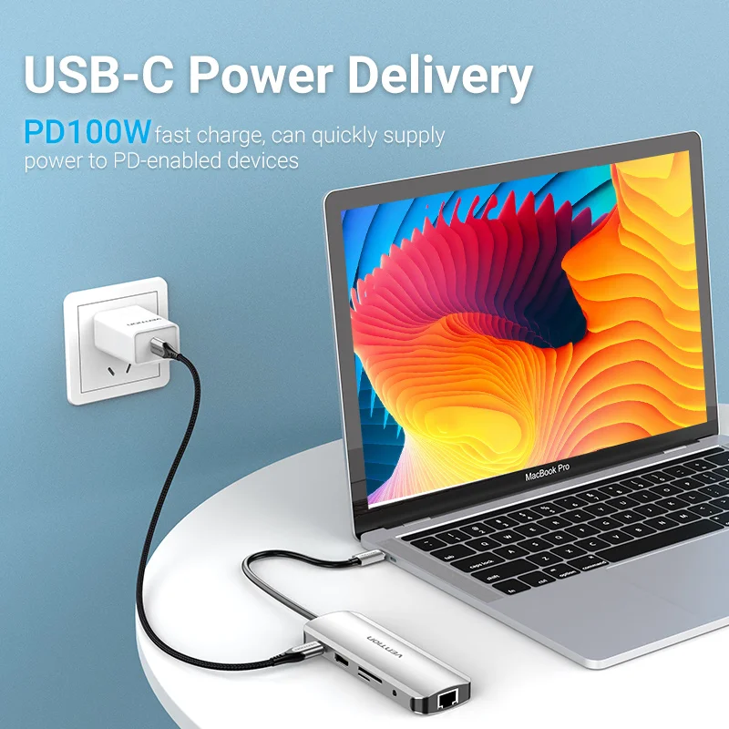Vention USB C Hub Type 3 1 до 4K HDMI RJ45 PD 0 OTG адаптер док станция для MacBook Air Pro 2020 Huawei Mate 30 PC