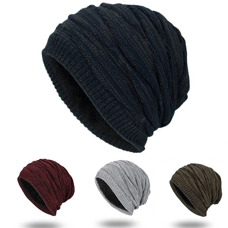 

Winter Warm Riding Beanie Fashion Men Knitted Hat Casual Male Solid Color Bike Cycling Beanies High Quality Men Hats For Male
