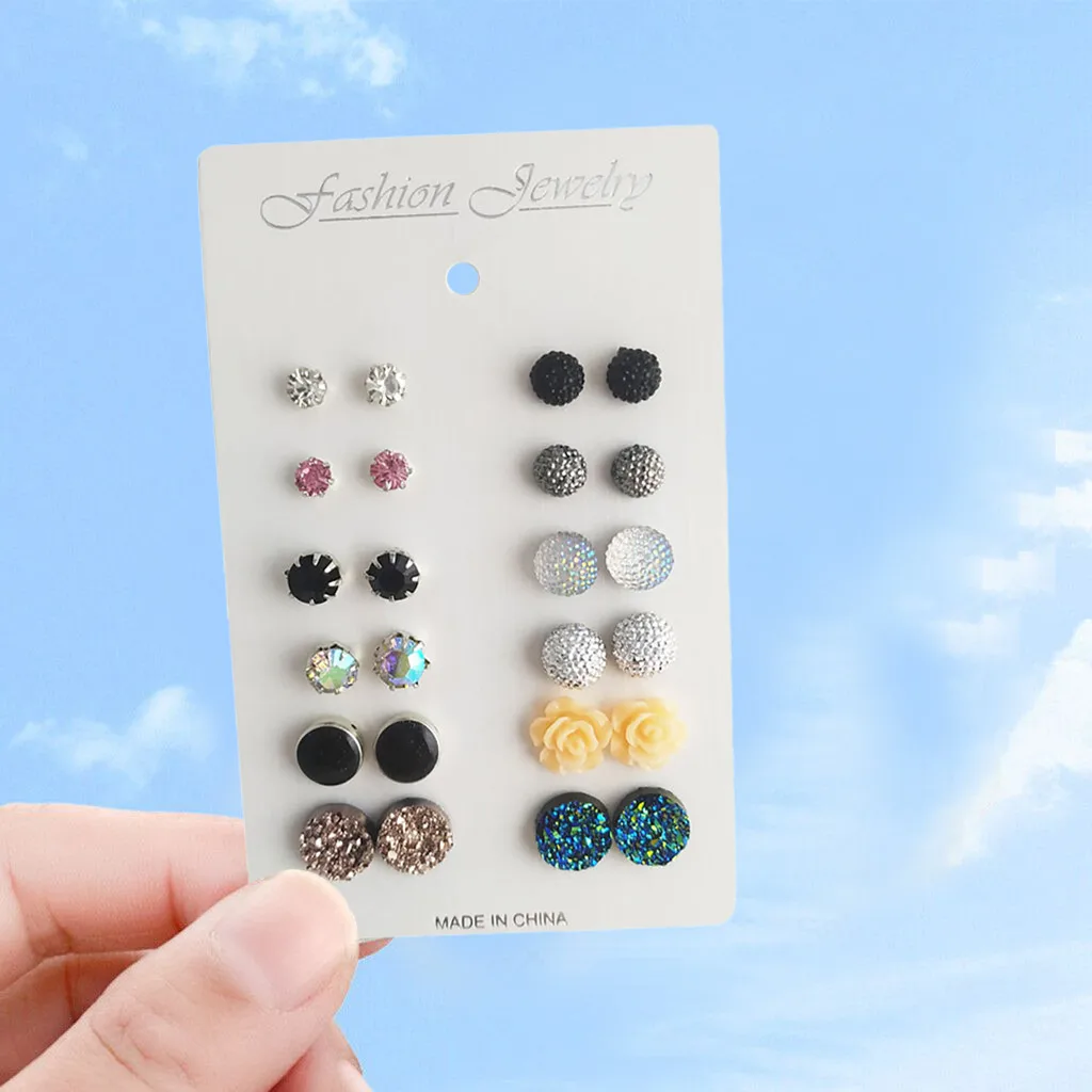 12 пар цветов серьги гвоздики простой дорожный набор аксессуары ювелирные