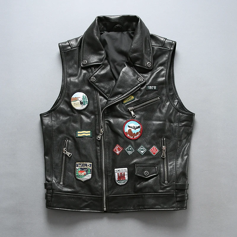 Бесплатная доставка. Модная байкерская куртка из натуральной кожи. 100% бычьей