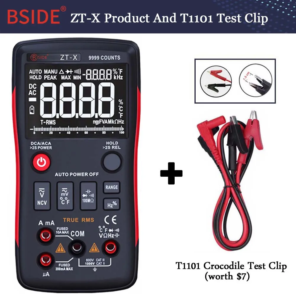 BSIDE ZT-X Цифровой мультиметр True RMS 9999 отсчетов 3 линии дисплей Multimetro DMM Вольтметр постоянного тока/переменного тока Амперметр Ом Гц тестер температуры - Цвет: ZT-X-T1101