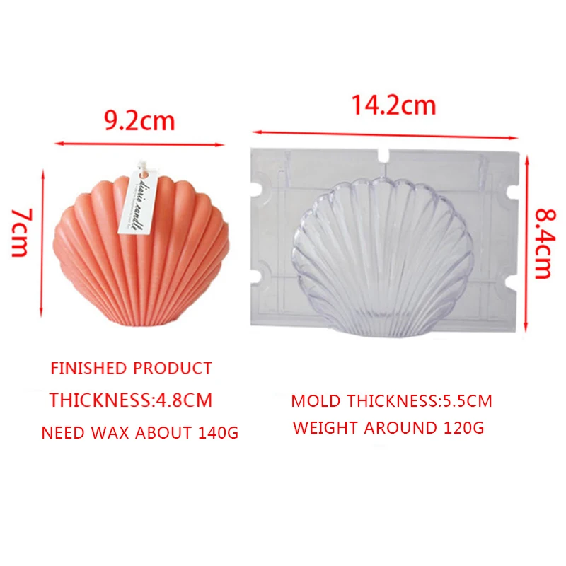 

3D Seashell Mould Scented Candle Mold Shell Shape Handmade Candle Making Aromatherapy Plaster Molds Plastic Scallop Soap Mold