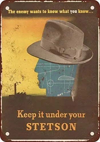 

Metal Vintage Tin Sign Wall Decor 12" x 8"Stetson Hats and War,Iron Sign Painting Vintage Wall Decor for Cafe Bar Pub Home Beer