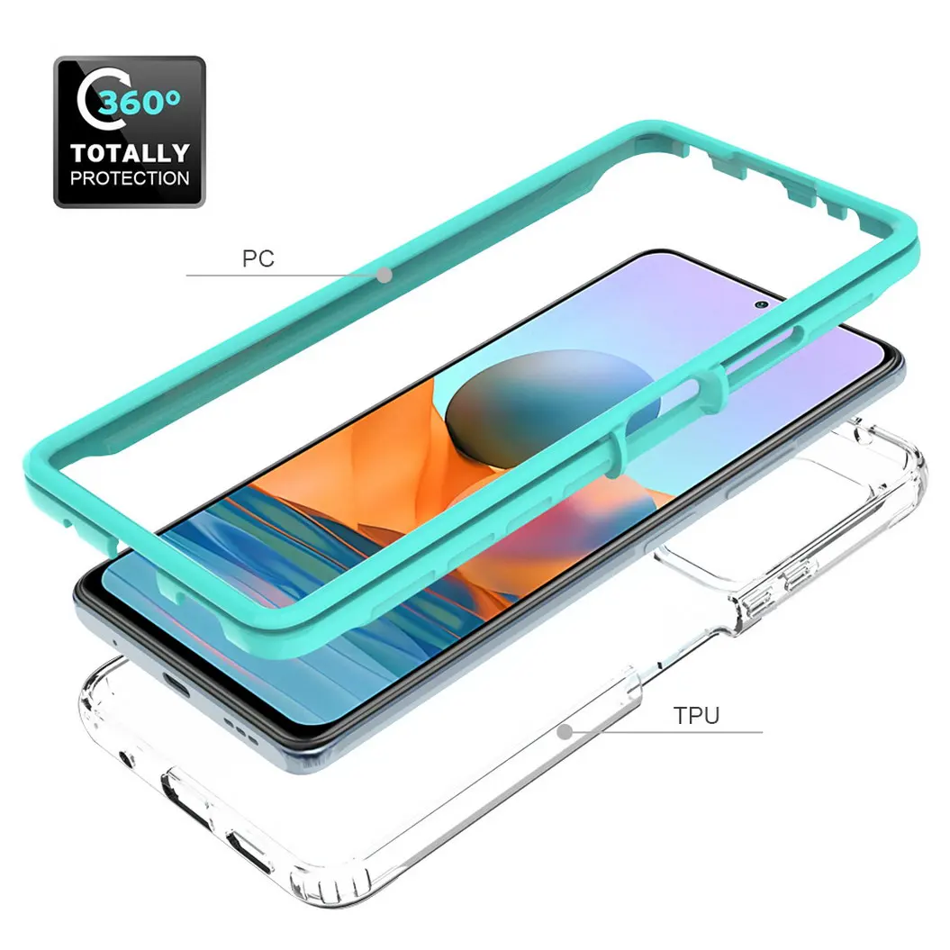 luxury shockproof phone case for xiaomi redmi note 10 pro case note10 transparent 2 in 1 hybrid ptu cover for redmi note 10 free global shipping