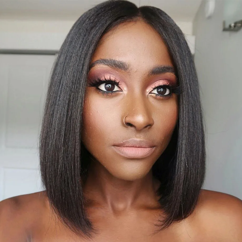 Парик с застежкой 4x4 парик коротким Бобом парики из человеческих волос для