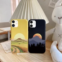 hand painted landscape scenery phone case for iphone x xs xr 12 mini 11 13 pro max 6s 7 8 plus se 2020 soft silicone back cover