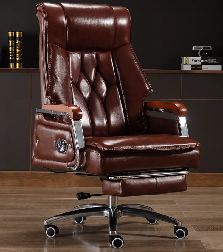 

Computer chair household boss chair office chair comfortable sitting leather chair massage business lift swivel chair