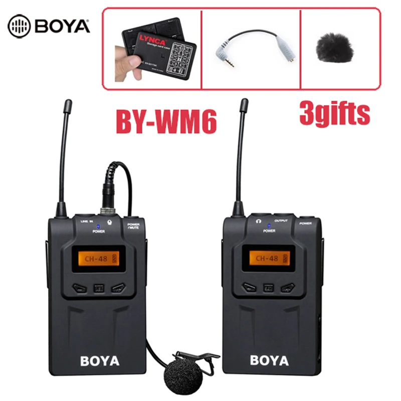 Профессиональный беспроводной микрофон BOYA 48 каналов для цифровых зеркальных