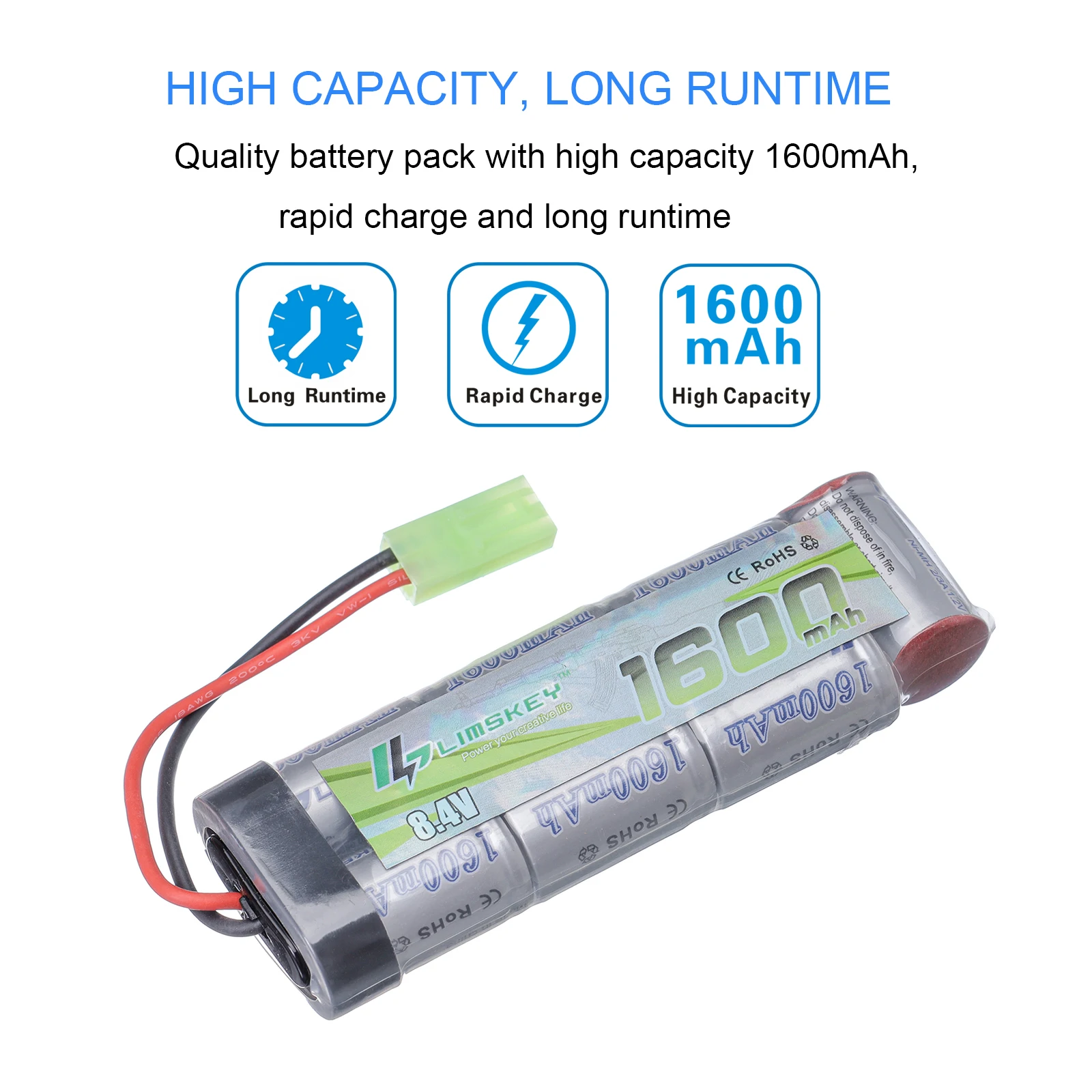 Аккумулятор Limskey NiMH 2 шт. 7S 2/3A 8 4 в 1600 мА · ч с разъемом Mini Tamiya для страйкбольных