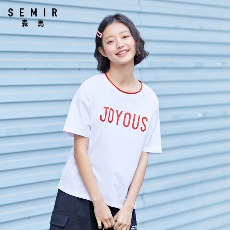 Semir 2019 новые летние осень с длинными рукавами и короткими футболка женская хит