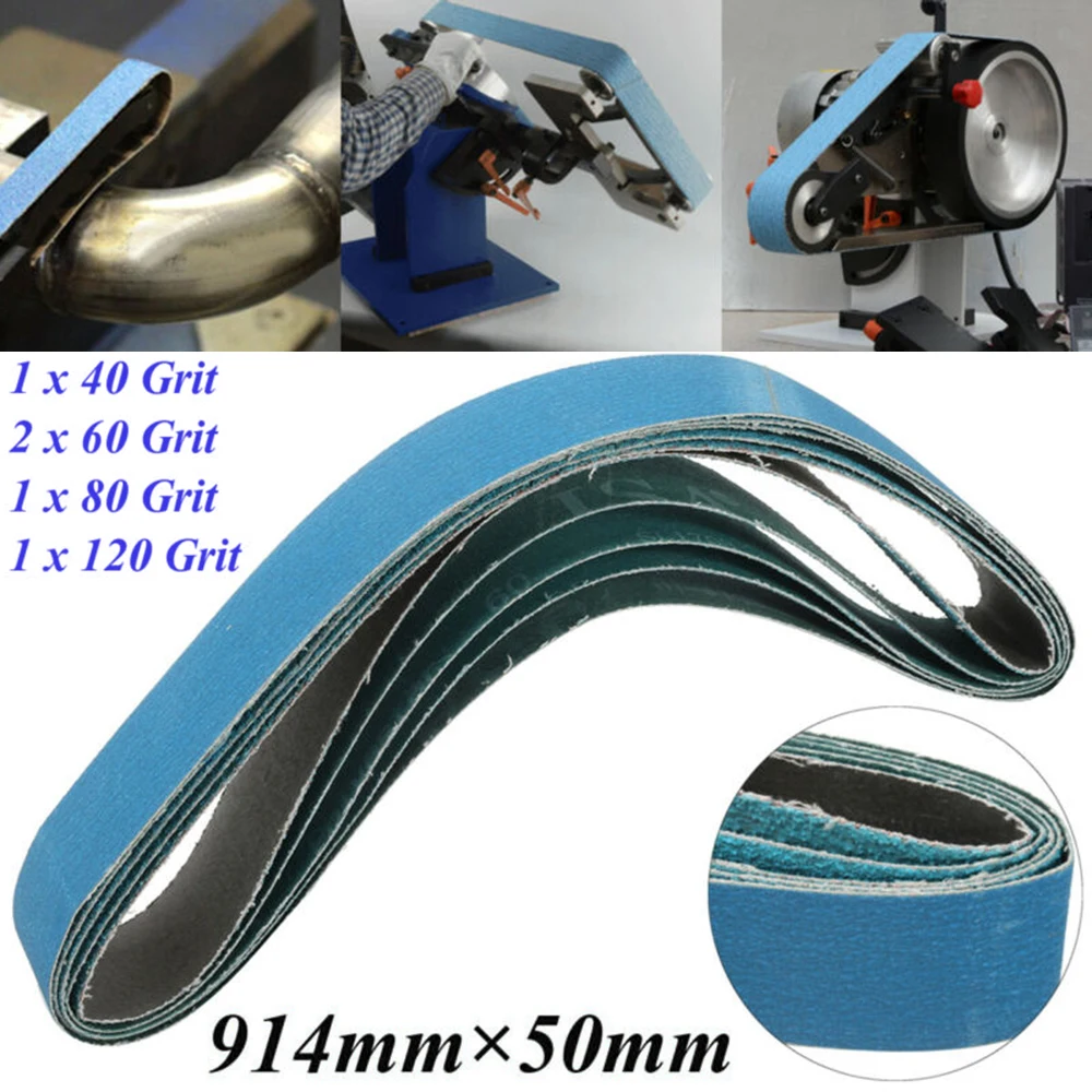 

2 X 36 40-120 Grit Sanding Belt For Metal Wood Grinding Abrasive Tool 5 Pack