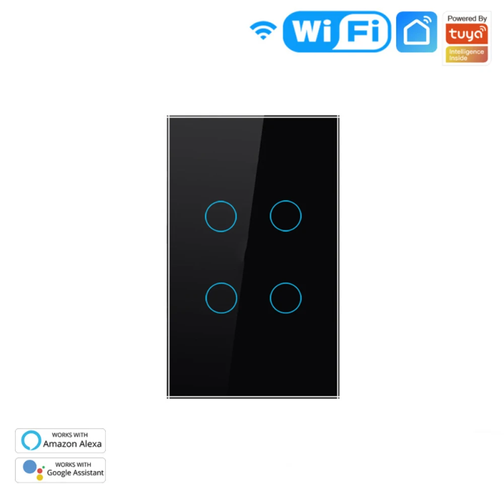 

Smart Glass Panel Switch Smart Life/Tuya App Multi-Control Association Voice Control Work With Alexa Google Home 1/2/3/4 Gang US
