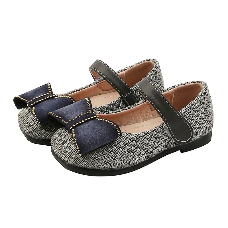 

Туфли принцессы с бантом для девочек, кожаная вечерние вечеринок, для танцев, обувь на плоской подошве для студентов, детская обувь для выст...