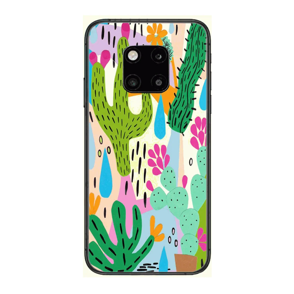

Frosting Shockproof Cactus Phone Case For Huawei mate 30 10 20 40 Lite Smart Z Pro Black Etui 3D Coque Painting Hoesjes case