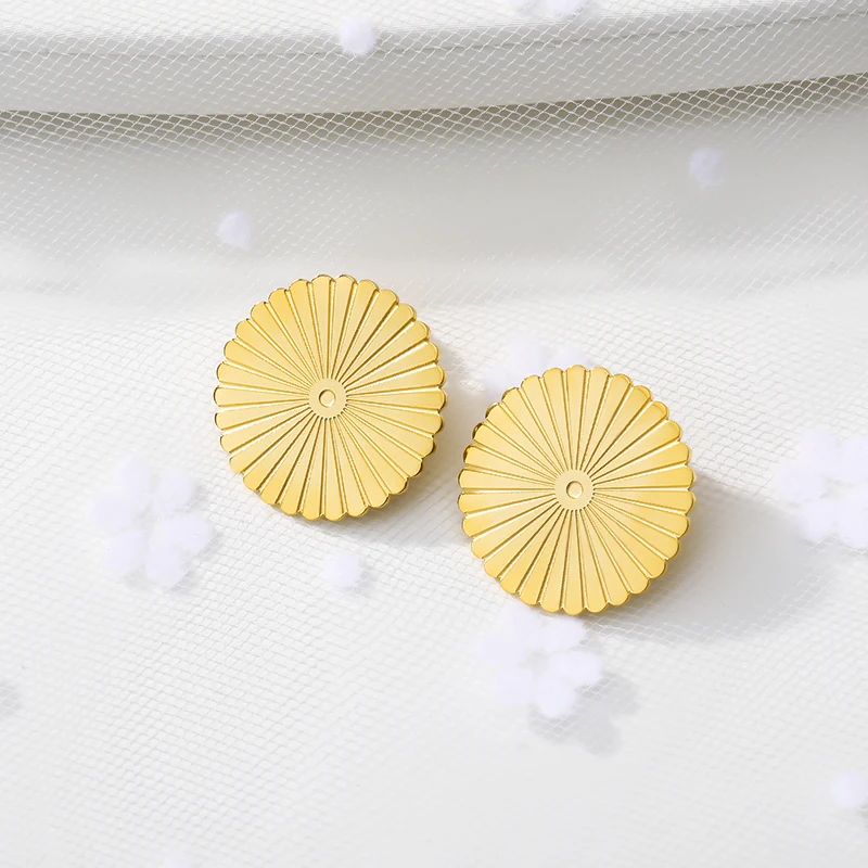 

Minimalist Origami Round Earings Fashion Jewelry Surgical Steel Baby Kids Stud Earrings Bijoux Femme 2019 Best Friend Gifts Bff