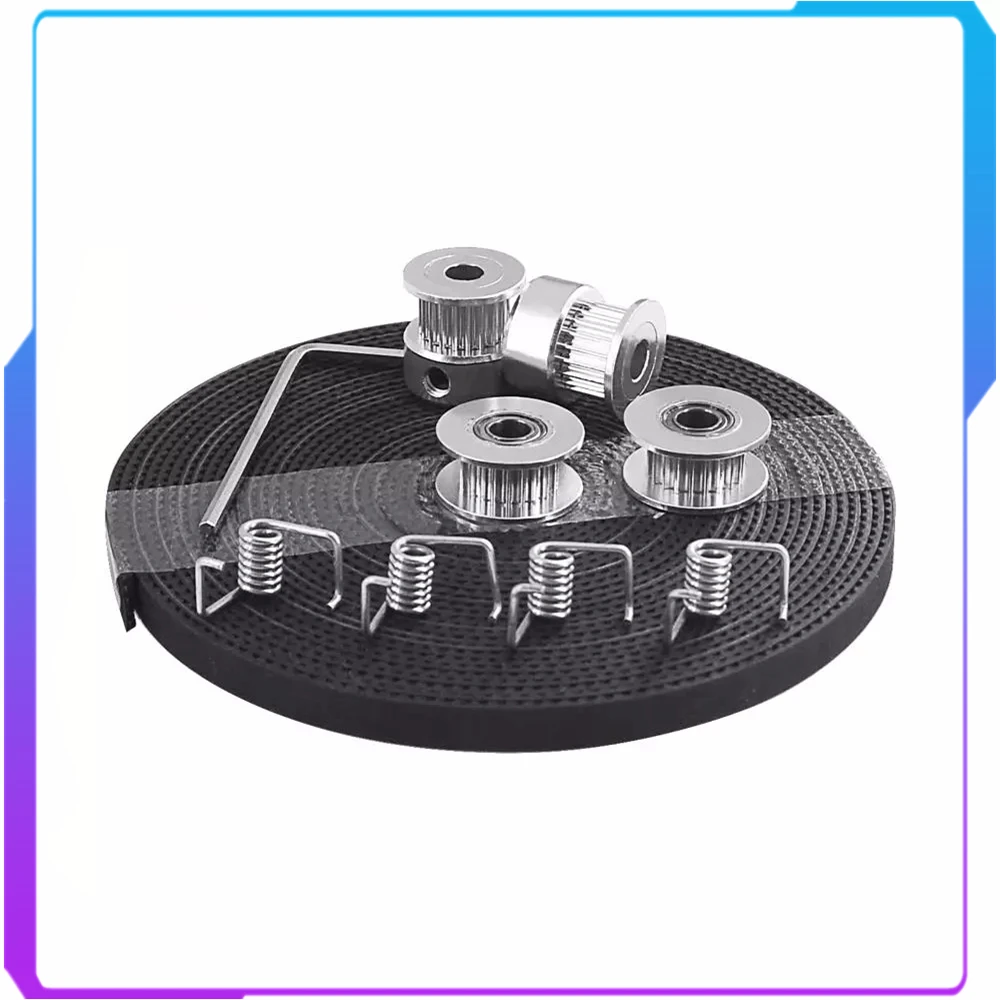 

3D Printer Parts GT2 Pulley 20 Teeth Bore 5mm GT2 6mm Timing Belt & 2X Idler 4X Tensioner for 3D printer kit