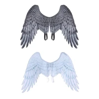 adult kids halloween black white non woven feathers angel wings evil cosplay costume mardi gras pretend play dress up accessory