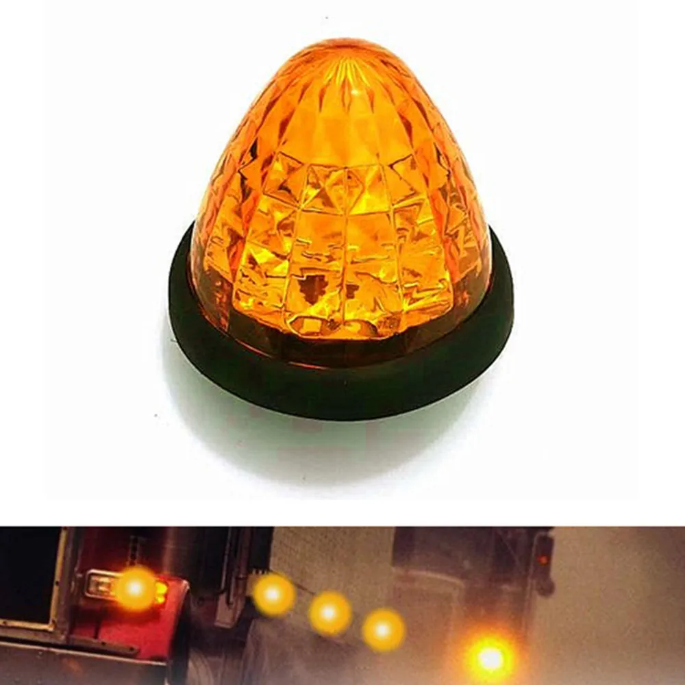 

6X Car Clearance Lights Ip67 Waterproof 24V Yellow LED Side Marker Lights Indicator Rear Tail Parking Lamps