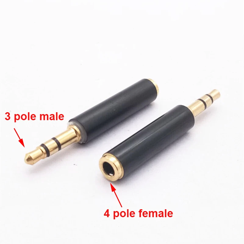 

2pc 3.5mm Stereo Audio Jack 3 Pole Male to 4 Pole Female Adapter Converter Connector Support MIC Microphone for Headset Earphone