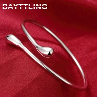 bayttling 2021 new silver color water drop opening bangles for woman fashion wedding party jewelry gift