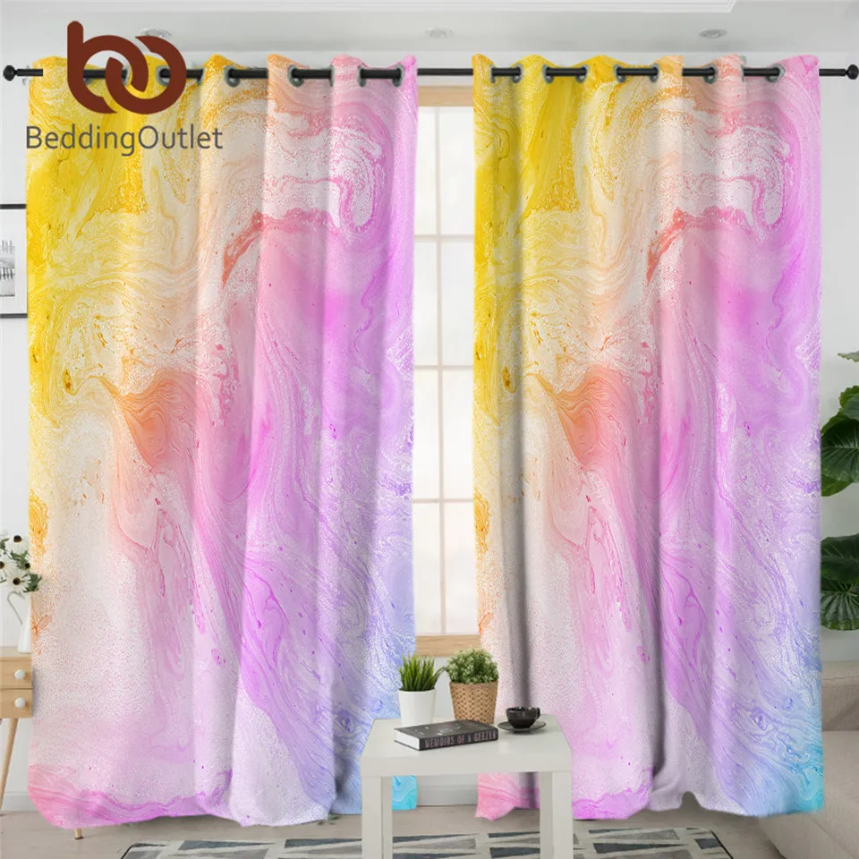 Постельное белье Мраморная Роскошная Затемняющая штора радужная занавеска для