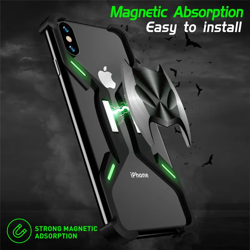 Металлическая фосфоресцирующая магнитная рамка Бэтмена для Apple Iphone 7 8 Plus X XR XS MAX
