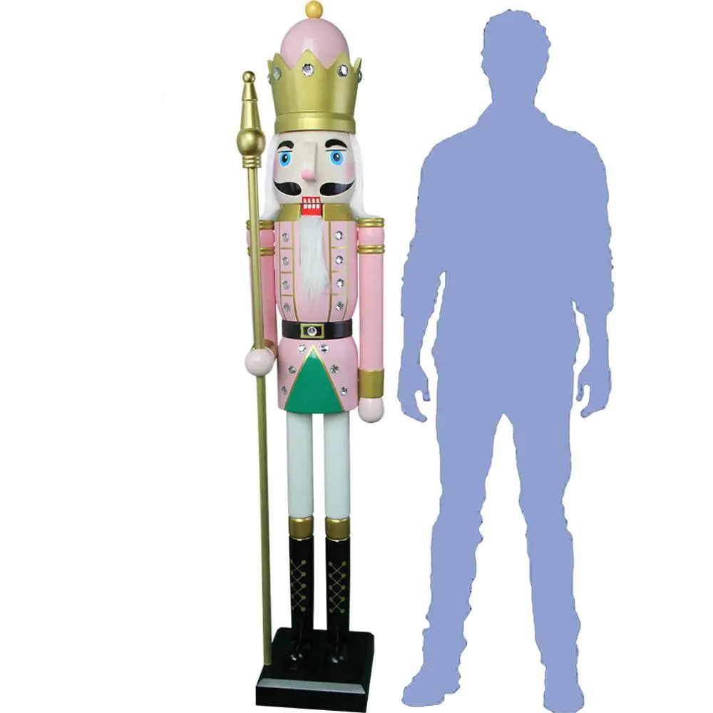 CDL 6feet/180cm/5ft/5foot Life Size Large/Giant  Pink Christmas Wooden Nutcracker King & Soldier Ornament Doll Gift K16