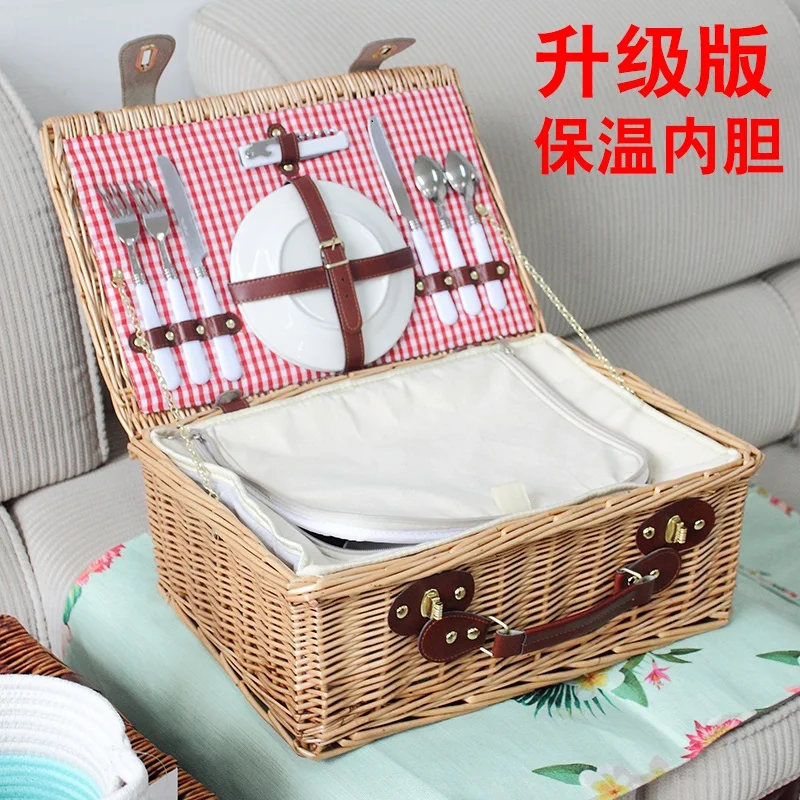 Плетеная корзина для пикника мобильная фруктов на открытом воздухе|Корзины