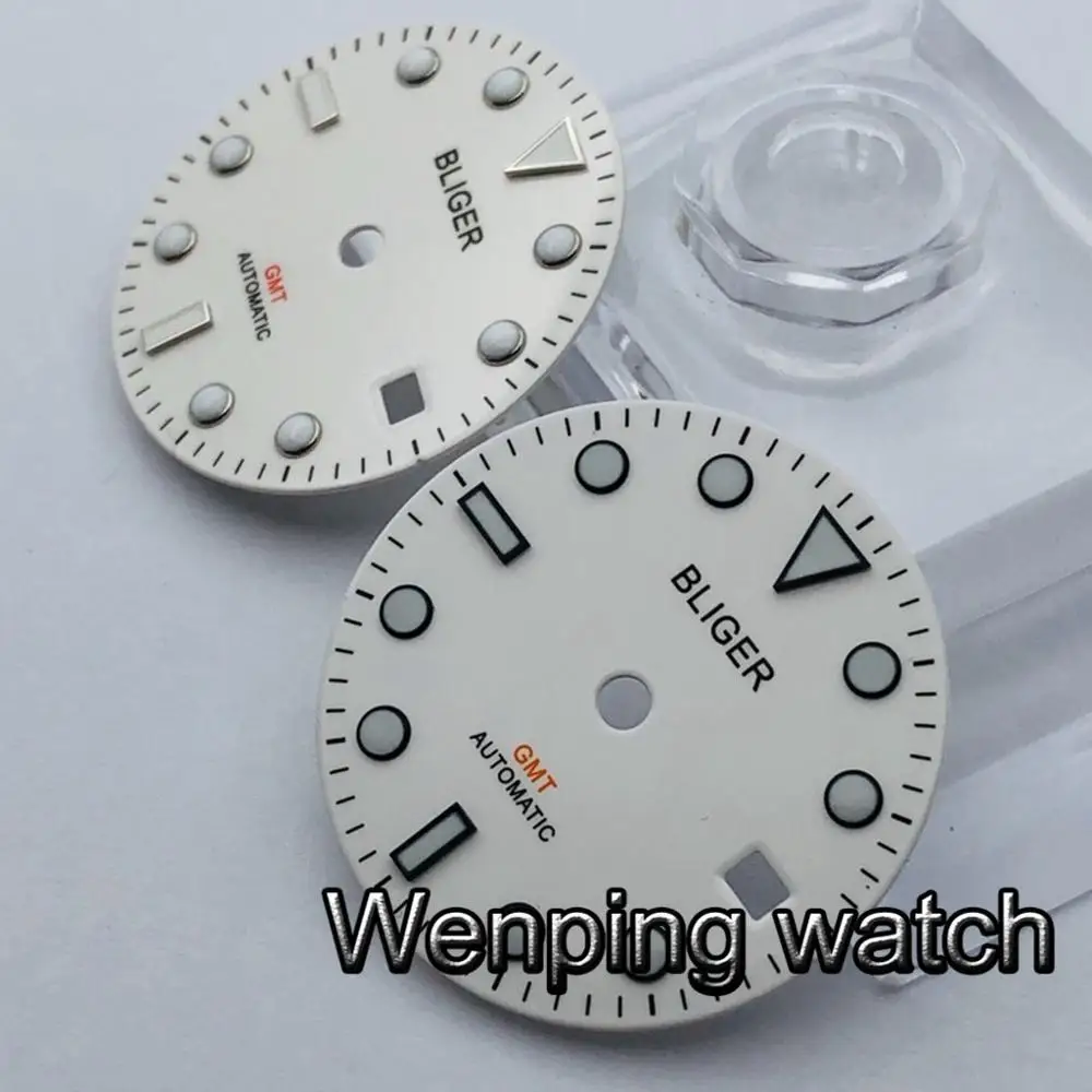 Циферблат часов Bliger 28 5 мм GMT светящийся подходит для ETA2836 2824 Miyota8205 8215 821A Mingzhu DG2813 3804