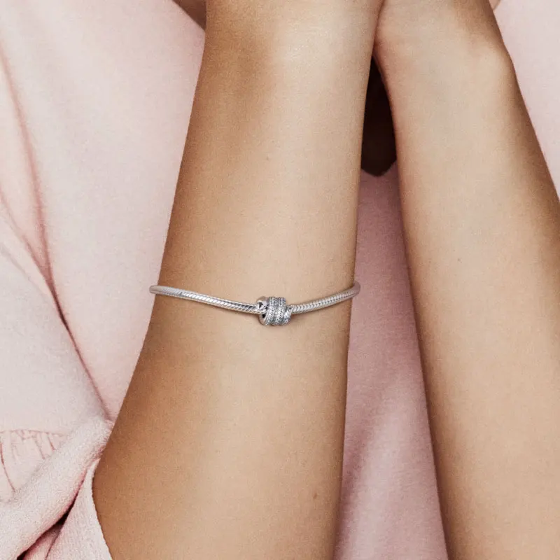 

Silver Snake Charm 925 Sterling Silver Sparkling Wrapped Snake Charm fit Bracelet CZ Zircon Original Silver 925 jewelry Making