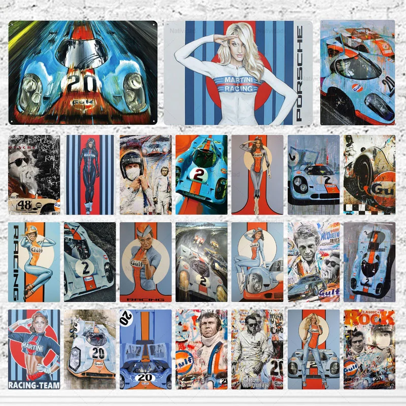 

Retro Metal Sign Gulf Racing Motor Garage Tin Sign Gasoline Vintage Poster Pub Bar Gas Station Garage Man Cave Wall Decor Gog-13