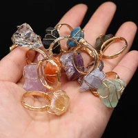 2021 new natural semi precious stone crystal bud open three dimensional ring multi color diy exquisite fashion ring banquet gift