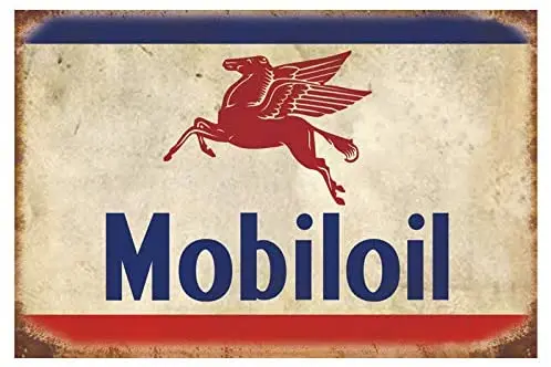 

PEI's Mobiloil Retro Vintage Tin Metal Sign Wall Decor for Home Garage Bar Man Cave, 8x12 inch/20x30cm