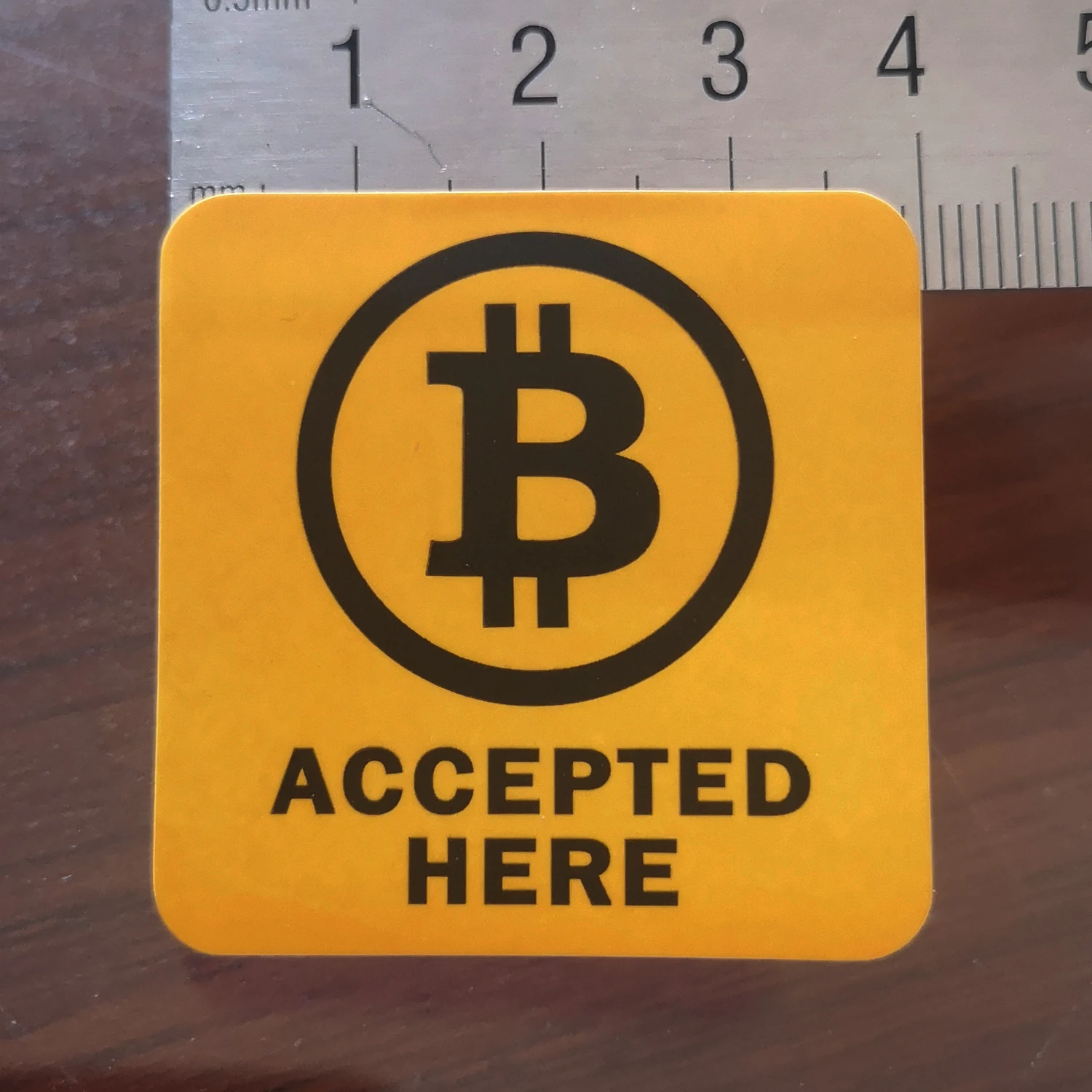 240pcs 4x4cm BITCOIN ACCEPTED HERE Self-adhesive label sticker with matte lamination, Item No.FS05