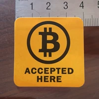 24pcs 4x4cm bitcoin accepted here self adhesive label sticker with matte lamination item no fs05