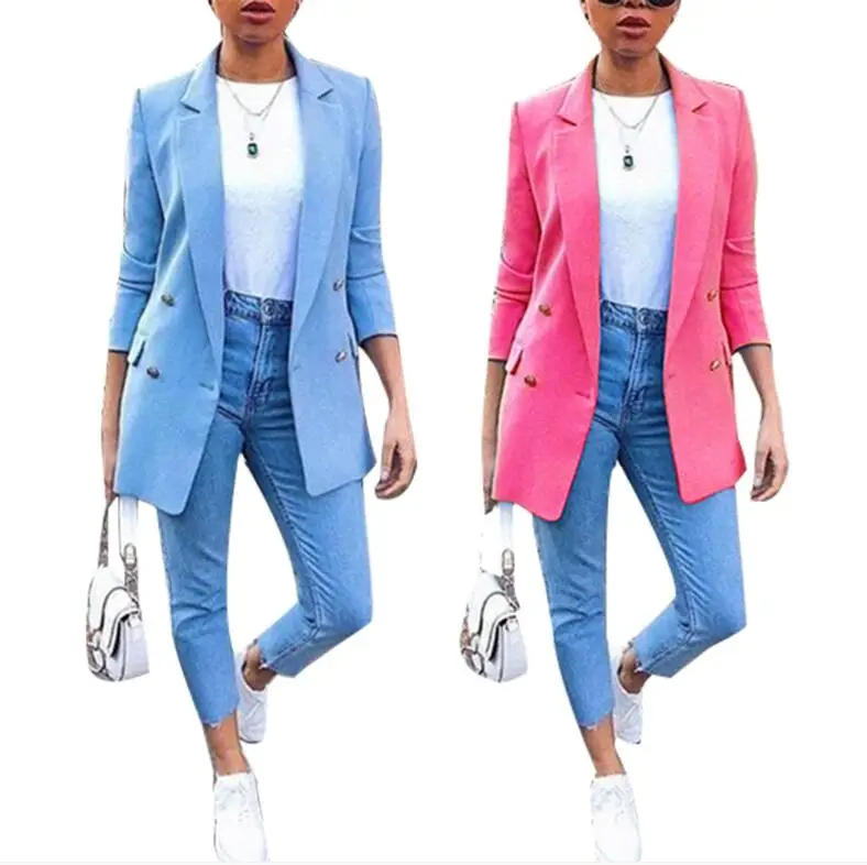 Женское повседневное пальто с большими карманами Офисная теплая длинная куртка