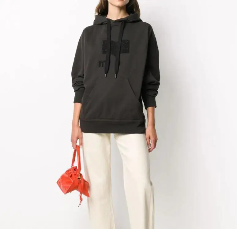 

2021 Fall/winter Women's Cotton Plus Velvet Sweatshirt Pocket Letter Embroidery Printed Long Sleeve Ladies Hoodies