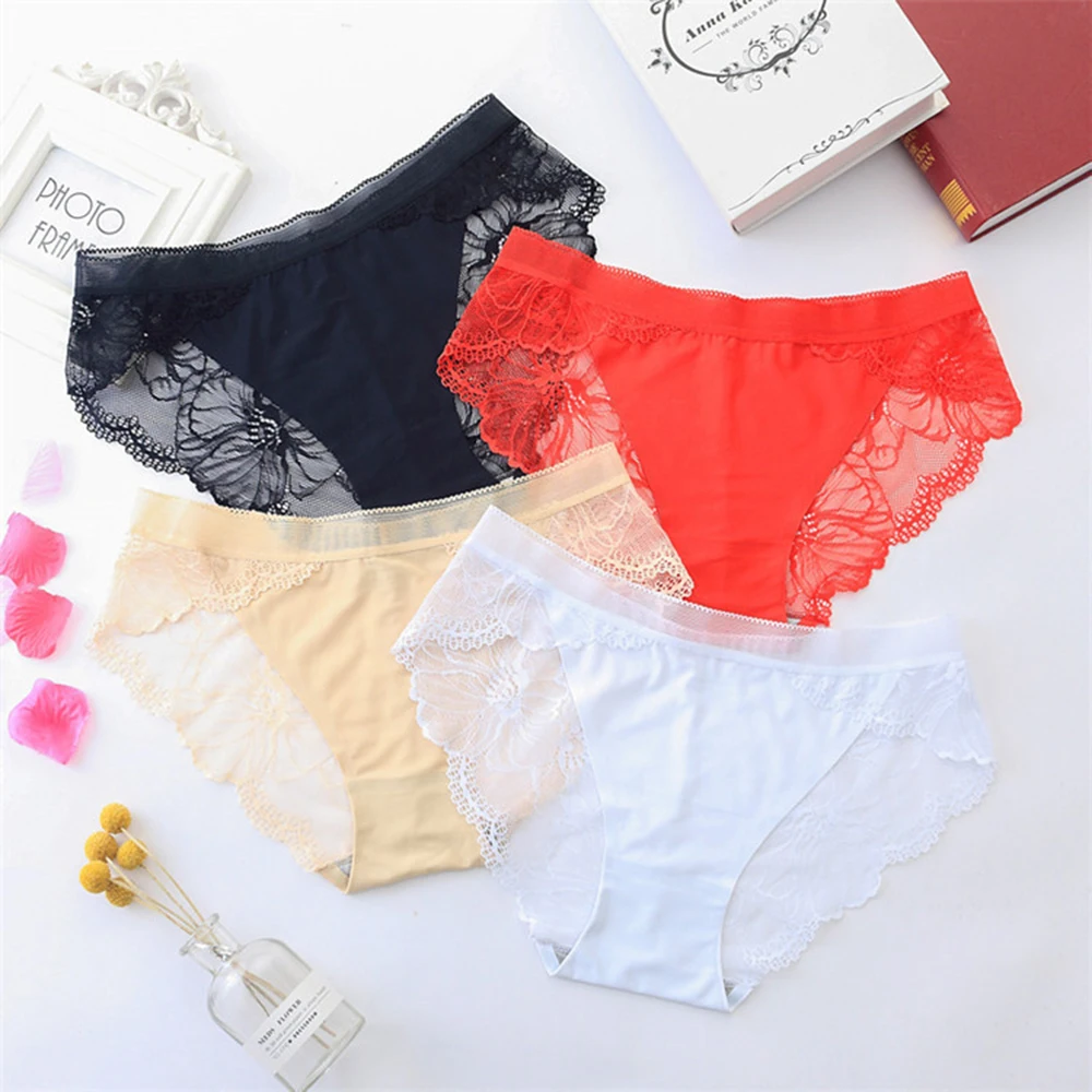 

Women Sexy Perspective Silk Ladies Briefs Female Lingerie Absorbing Breathable Girls Panties Thin Transparent Thongs Underwear