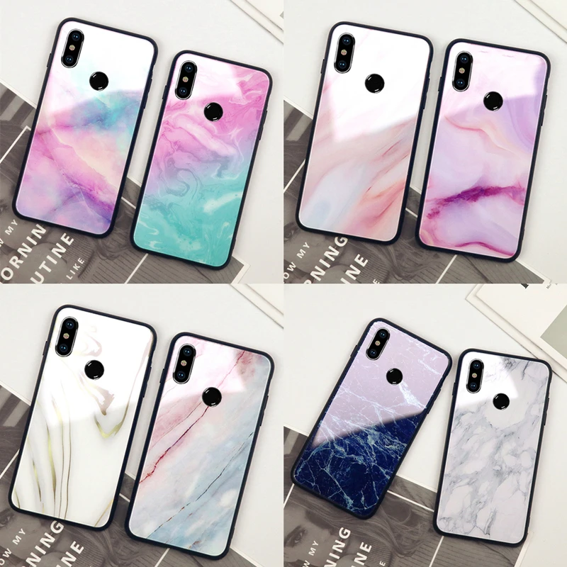 Чехол для Xiaomi Redmi Note 7 6 5 Pro мраморное стекло Жесткий 7A 6A 5A Plus красочные чехлы