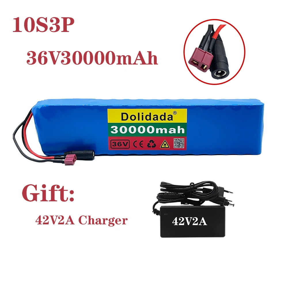 

36V 30ah 600W 10s3p lithium ion battery pack 20A BMS is suitable for xiaomijia m365 Pro eBike bicycle scooter t plug + charger