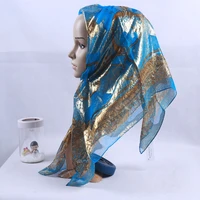 100 silk scarf muslim hijabs jacquard square metallic head scarf ethnic ultralight foulard turban arab female headscarf 86x86cm